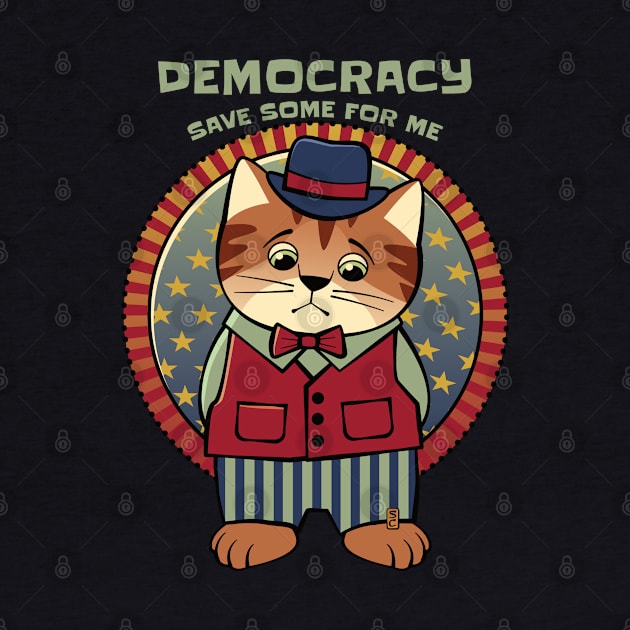 Save Democracy Patriotic Cat by Sue Cervenka